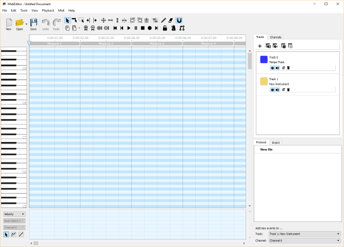 A screenshot of MidiEditor